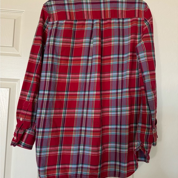 Lauren Ralph Lauren Plaid Button Down Shirt Red Flannel 100% Cotton women’s M - Picture 4 of 5